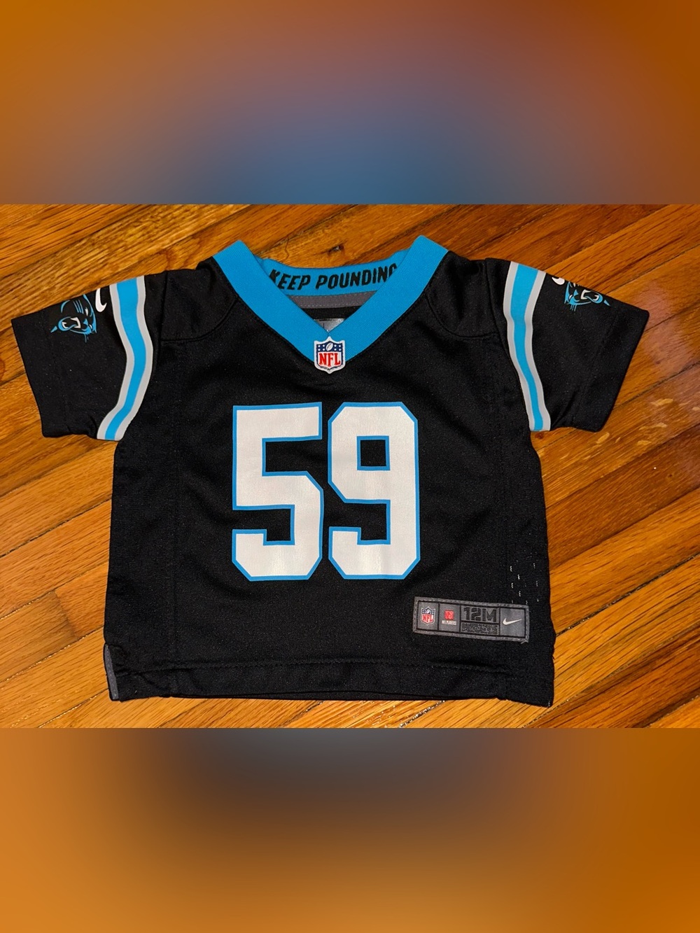 NFL Black and Teal Youth On-Field Jersey Tag #59 Kuechly ~ Carolina Panthers